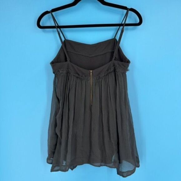 La Rok Sleeveless Lined Spaghetti Strap Sheer Tank Top Black Medium Asymmetrical - Picture 8 of 12
